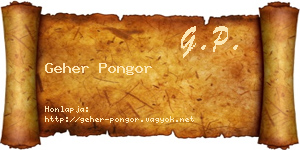 Geher Pongor névjegykártya